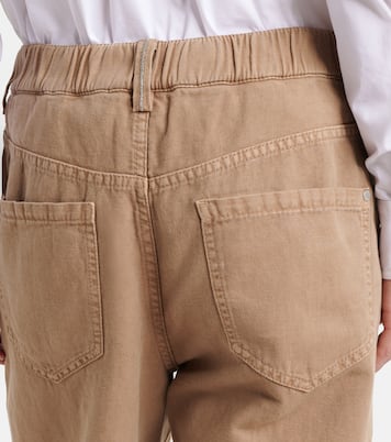 Mid-rise cotton and linen wide-leg pants | Brunello Cucinelli