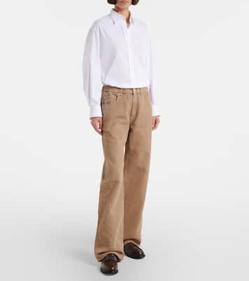 Mid-rise cotton and linen wide-leg pants | Brunello Cucinelli