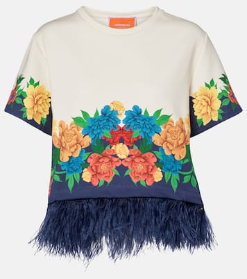 Camiseta La Scala de jersey floral con plumas | La DoubleJ