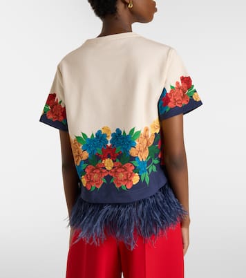 Camiseta La Scala de jersey floral con plumas | La DoubleJ