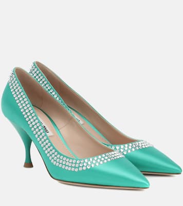 Pumps in raso con cristalli | Miu Miu