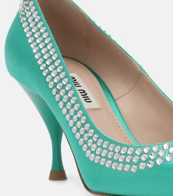 Pumps in raso con cristalli | Miu Miu