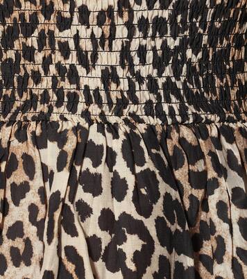 Leopard-print cotton and silk minidress | Ganni