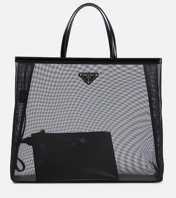 Shopper Large in mesh e pelle | Prada