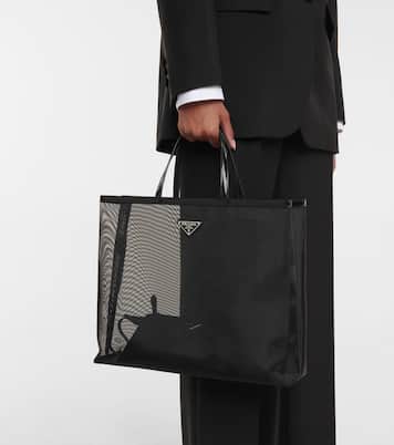 Shopper Large in mesh e pelle | Prada