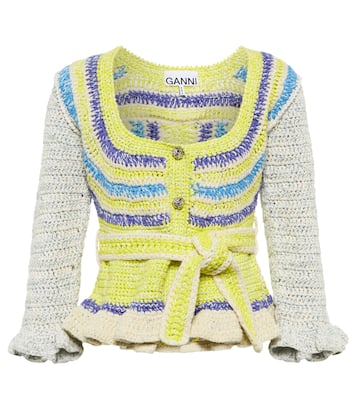 Crochet cotton-blend cardigan | Ganni