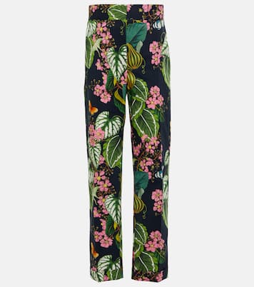 Printed straight cropped poplin pants | Oscar de la Renta