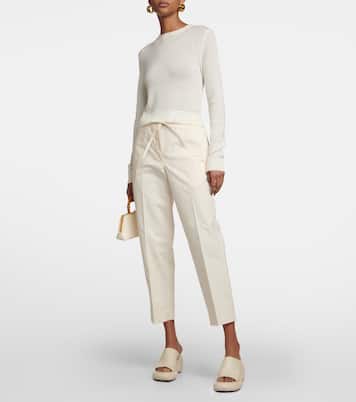 High-rise cotton pants | Jil Sander