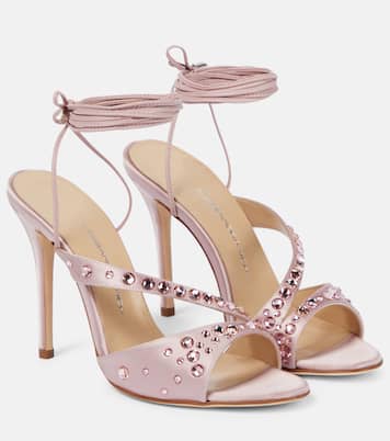 Crystal-embellished satin sandals | Alessandra Rich