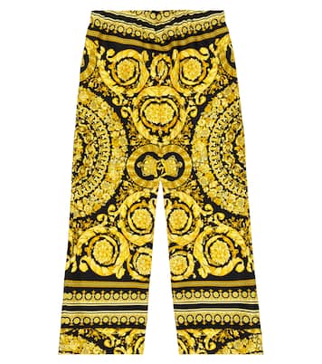 Barocco wide-leg silk twill pants | Versace Kids