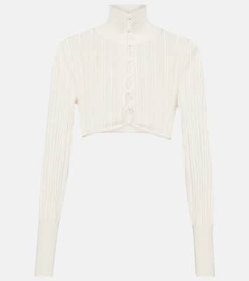 Cardigan cropped in maglia a coste | Alaïa