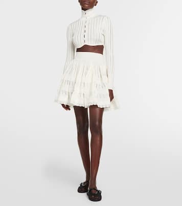 Cardigan cropped in maglia a coste | Alaïa
