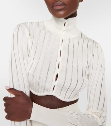 Cardigan cropped in maglia a coste | Alaïa