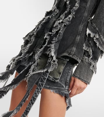 Camisa en denim ribeteada con volantes | Blumarine