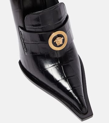 Croc-effect patent leather pumps | Versace