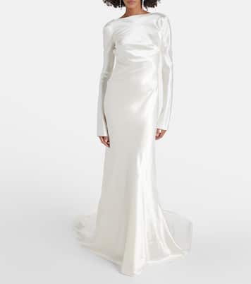 Bridal - Abito lungo Simone in raso di lana e seta  | Danielle Frankel