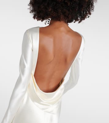 Bridal - Abito lungo Simone in raso di lana e seta  | Danielle Frankel