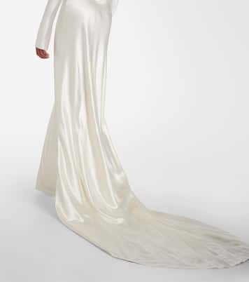 Bridal - Abito lungo Simone in raso di lana e seta  | Danielle Frankel