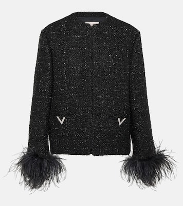 Giacca in tweed con piume | Valentino