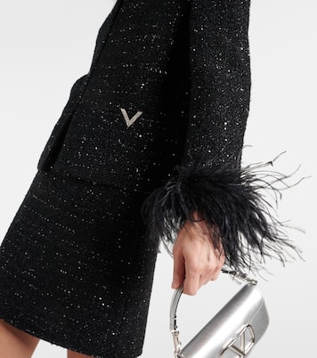 Giacca in tweed con piume | Valentino