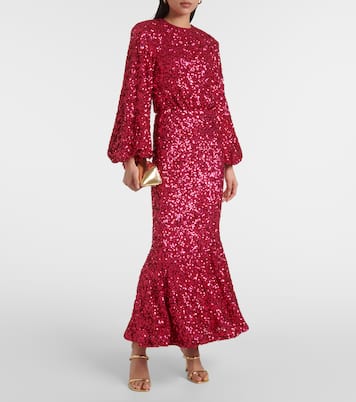 Sequined puff-sleeve maxi dress | Rotate