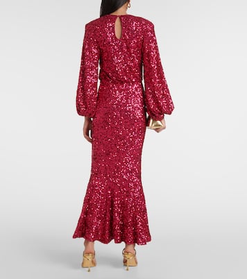 Sequined puff-sleeve maxi dress | Rotate