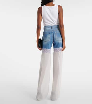Jeans anchos con paneles de tul | Nensi Dojaka