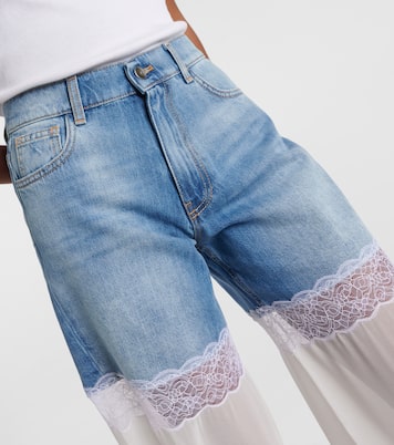 Jeans anchos con paneles de tul | Nensi Dojaka