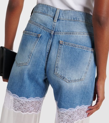 Jeans anchos con paneles de tul | Nensi Dojaka