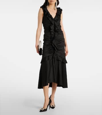 Ruffled cotton-blend midi dress | Carolina Herrera