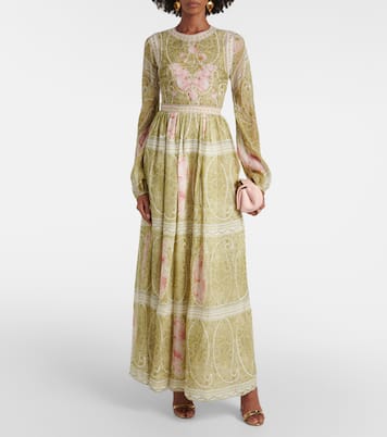 Vestido largo de georgette de seda floral | Giambattista Valli