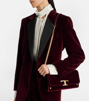 T Timeless Small velvet wallet on chain | Tod's
