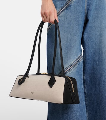Le Teckel Small suede-trimmed shoulder bag | Alaïa