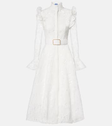Aliyah belted lace midi dress | Leo Lin