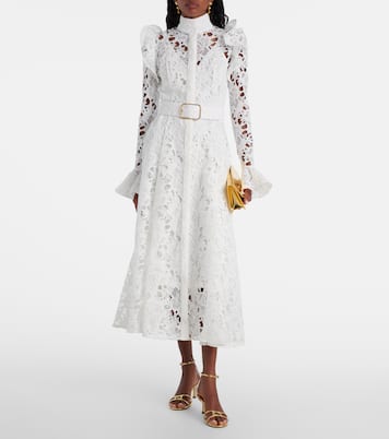 Aliyah belted lace midi dress | Leo Lin