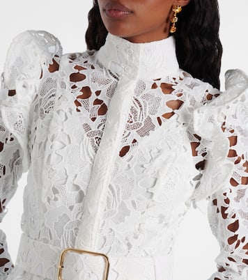 Aliyah belted lace midi dress | Leo Lin