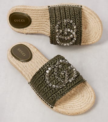 GG embellished raffia slides | Gucci