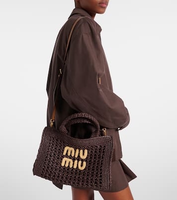Borsa con logo effetto rafia | Miu Miu