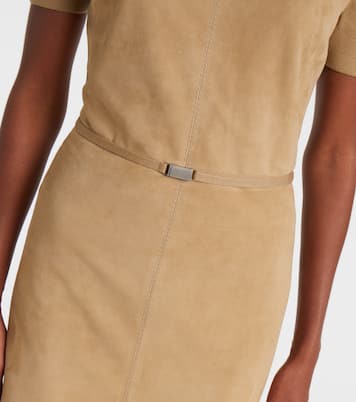 Lindsay绒面革与羊毛混纺中长连衣裙 | Ralph Lauren Collection