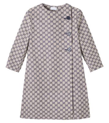 معطف من القطن المخلوط بصفين من الأزرار GG Canvas | Gucci Kids