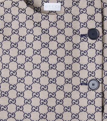 معطف من القطن المخلوط بصفين من الأزرار GG Canvas | Gucci Kids