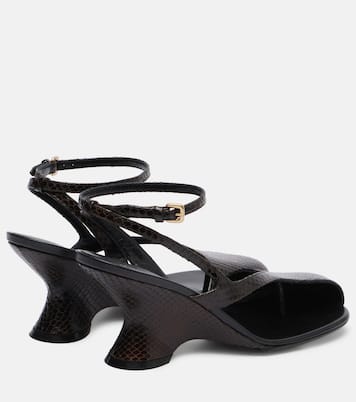 Snake-effect 75 leather wedge sandals | Dries Van Noten