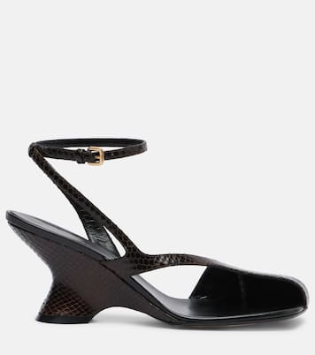 Snake-effect 75 leather wedge sandals | Dries Van Noten