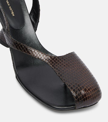 Snake-effect 75 leather wedge sandals | Dries Van Noten