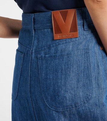 Fringed denim midi skirt | Valentino