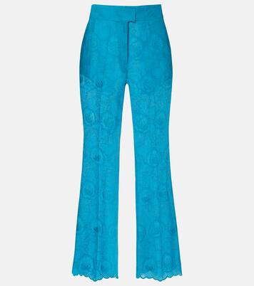 Broderie anglaise scalloped cotton straight pants | Valentino