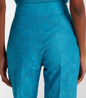 Broderie anglaise scalloped cotton straight pants | Valentino