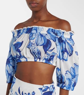 Floral cropped off-shoulder cotton top | Farm Rio