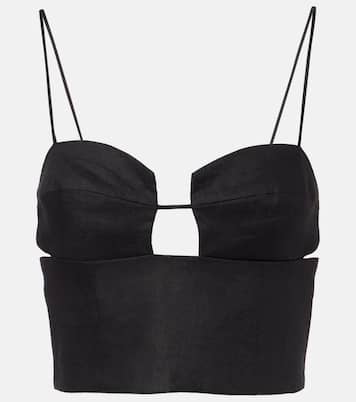 Imperia cutout linen crop top | Cala de la Cruz