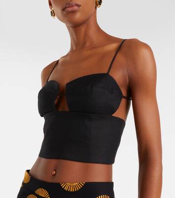 Imperia cutout linen crop top | Cala de la Cruz